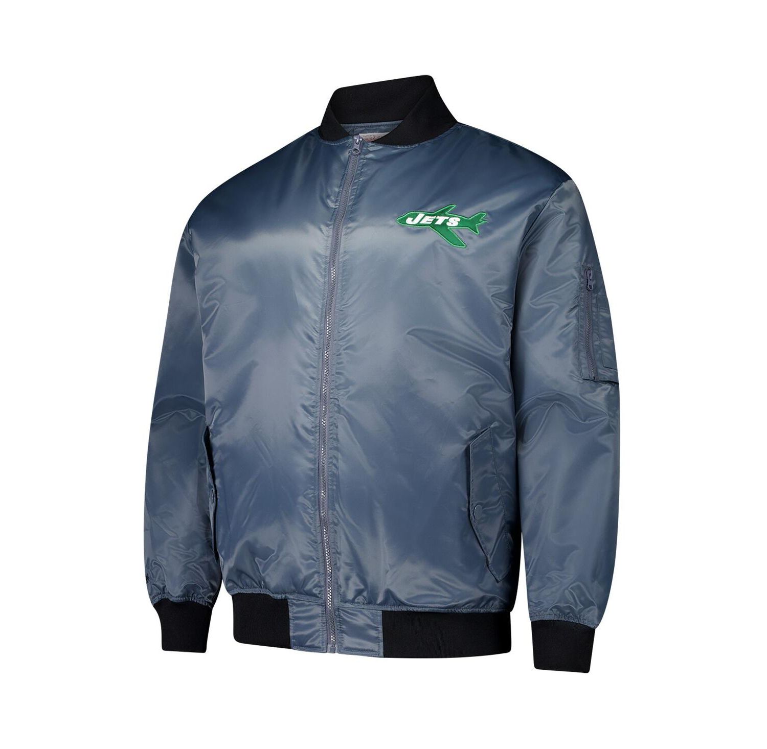 Men's Charcoal New York Jets Big & Tall Bomber Full-Zip Jacket