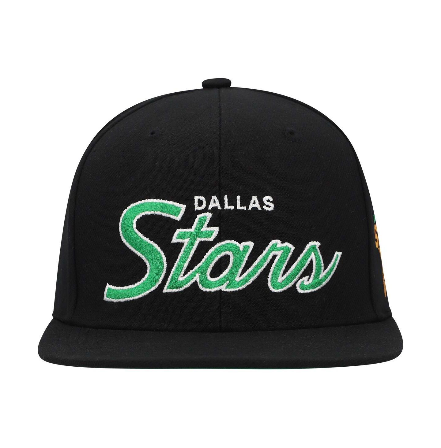 Мужская кепка Mitchell & Ness Black Dallas Stars Core Team Script 2.0 Snapback Hat — фото 4