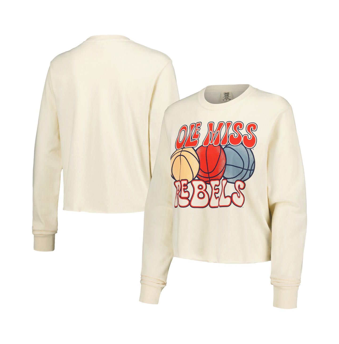 Женская футболка Image One Natural Ole Miss Rebels Comfort Colors Basketball Cropped Long Sleeve — фото 1