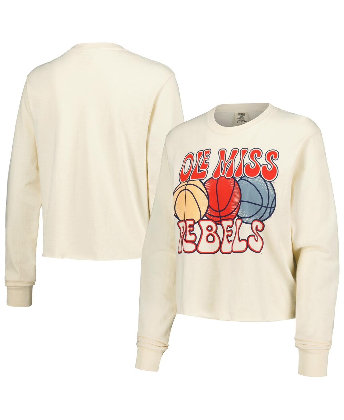 Image One Women's Natural Arizona Wildcats Comfort Colors Basketball Cropped Long Sleeve T-shirt In Natural