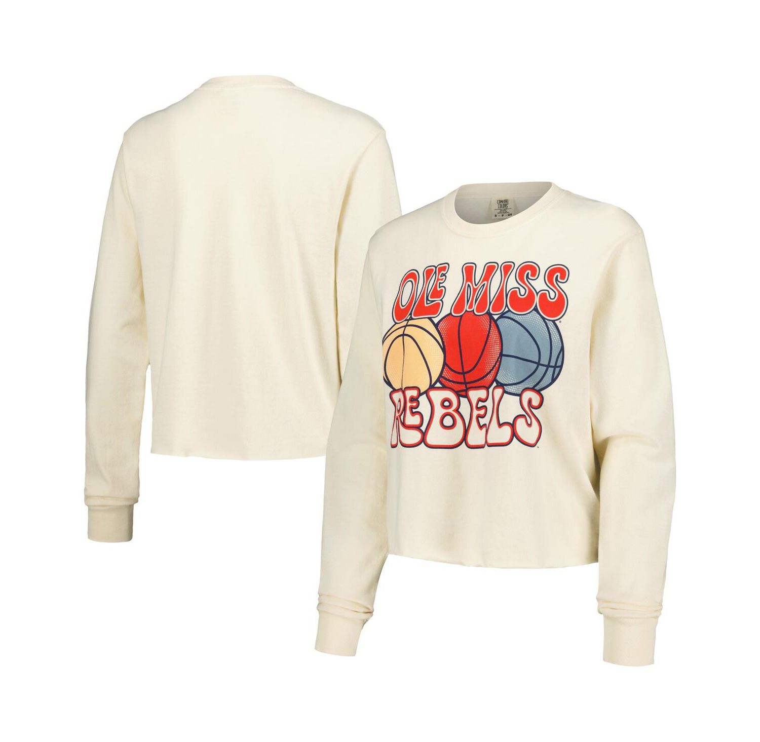 Women's Natural Ole Miss Rebels Comfort Colors Basketball Cropped Long Sleeve T-Shirt