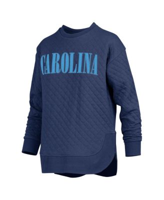 Women's Navy North Carolina Tar Heels Quilted Long Sleeve Pullover Sweatshirt