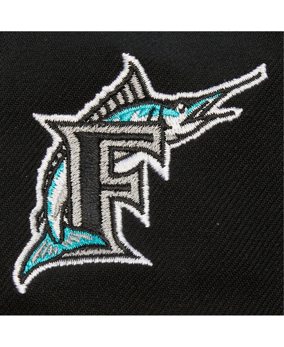 Mitchell & Ness Men's Black Florida Marlins Team Tagged Snapback Hat In Black
