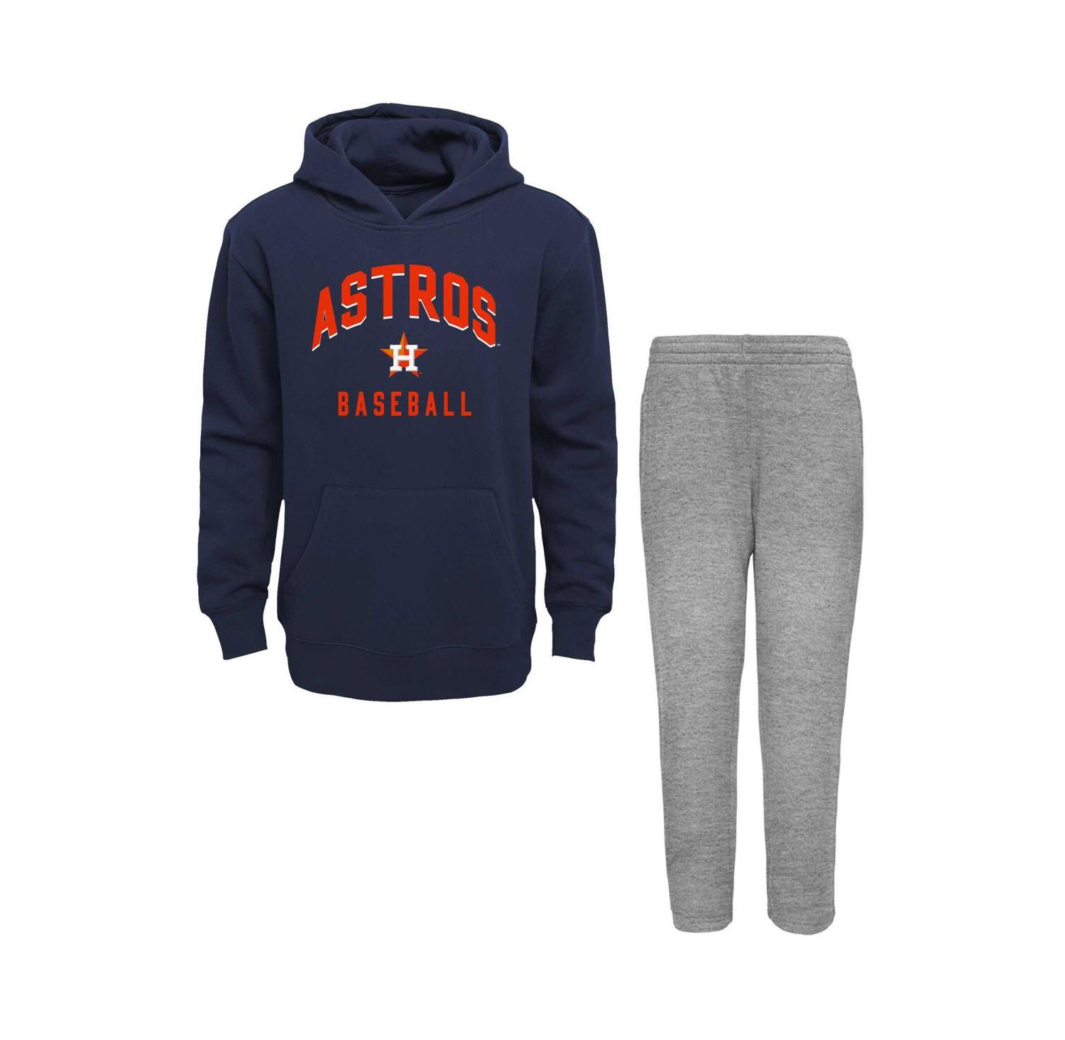 Baby Boys and Girls Navy/Heather Gray Houston Astros Play by Play Pullover Hoodie Pants Set