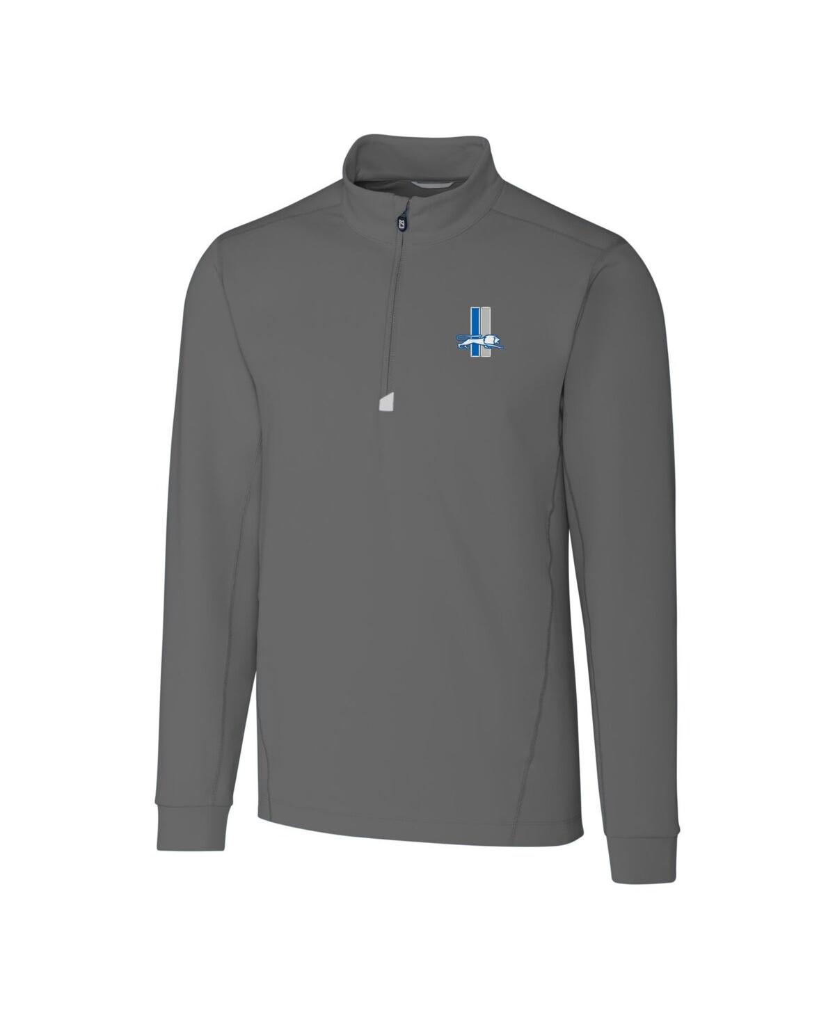 Cutter & Buck Men's Steel Detroit Lions Throwback Logo Traverse Stretch Quarter-zip Pullover Top In Steel