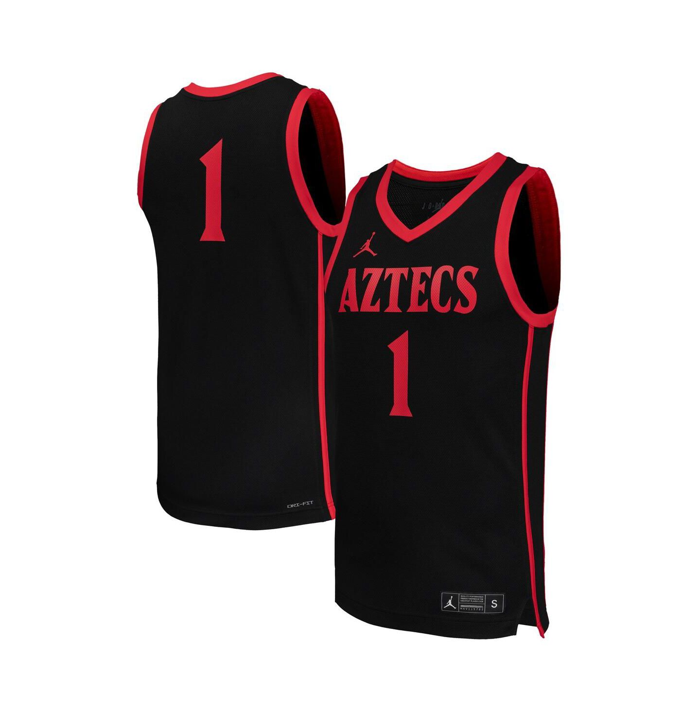 Мужской топ Jordan 1 Black San Diego State Aztecs Replica Basketball Jersey — фото 1