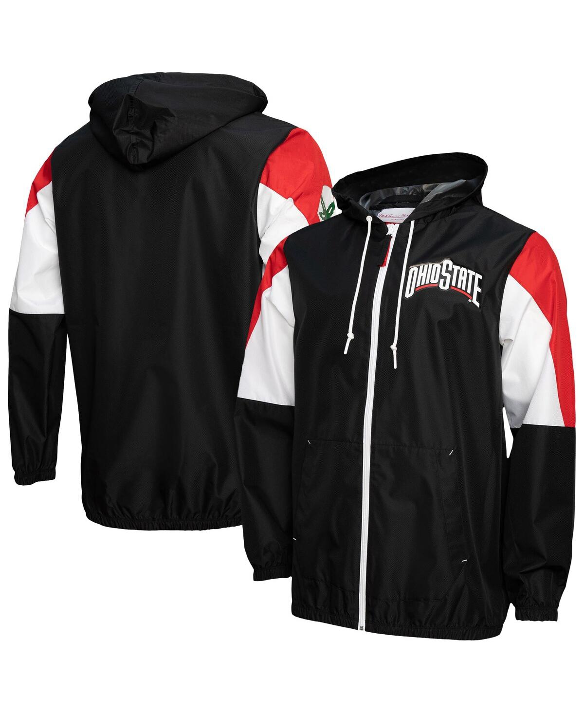Mitchell & Ness Men's Black Ohio State Buckeyes Throw It Back Full-zip Windbreaker Jacket In Black