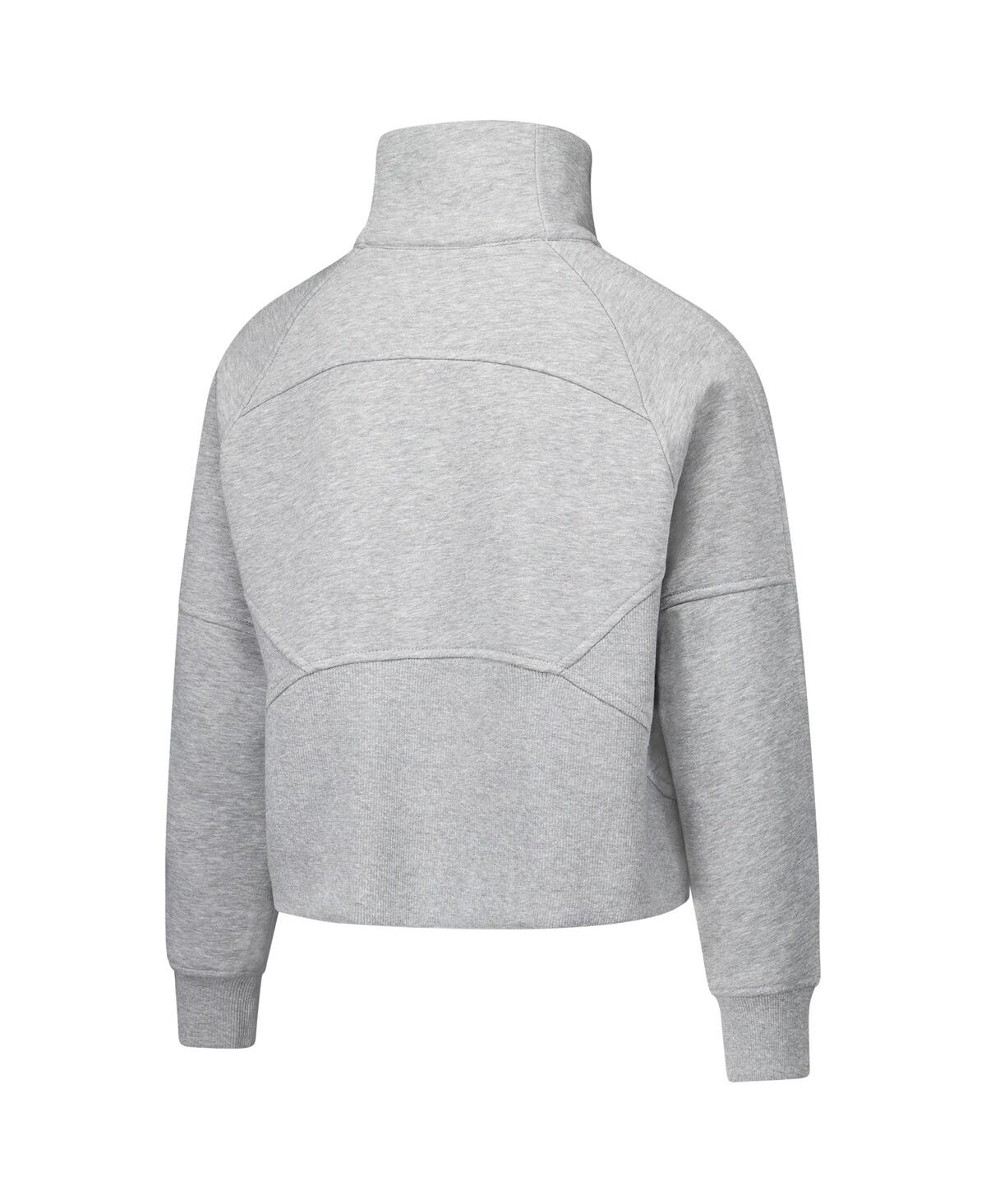 GARB BIG GIRLS HEATHER GRAY LSU TIGERS DAWN RAGLAN FLEECE CROPPED HALF-ZIP SWEATSHIRT 