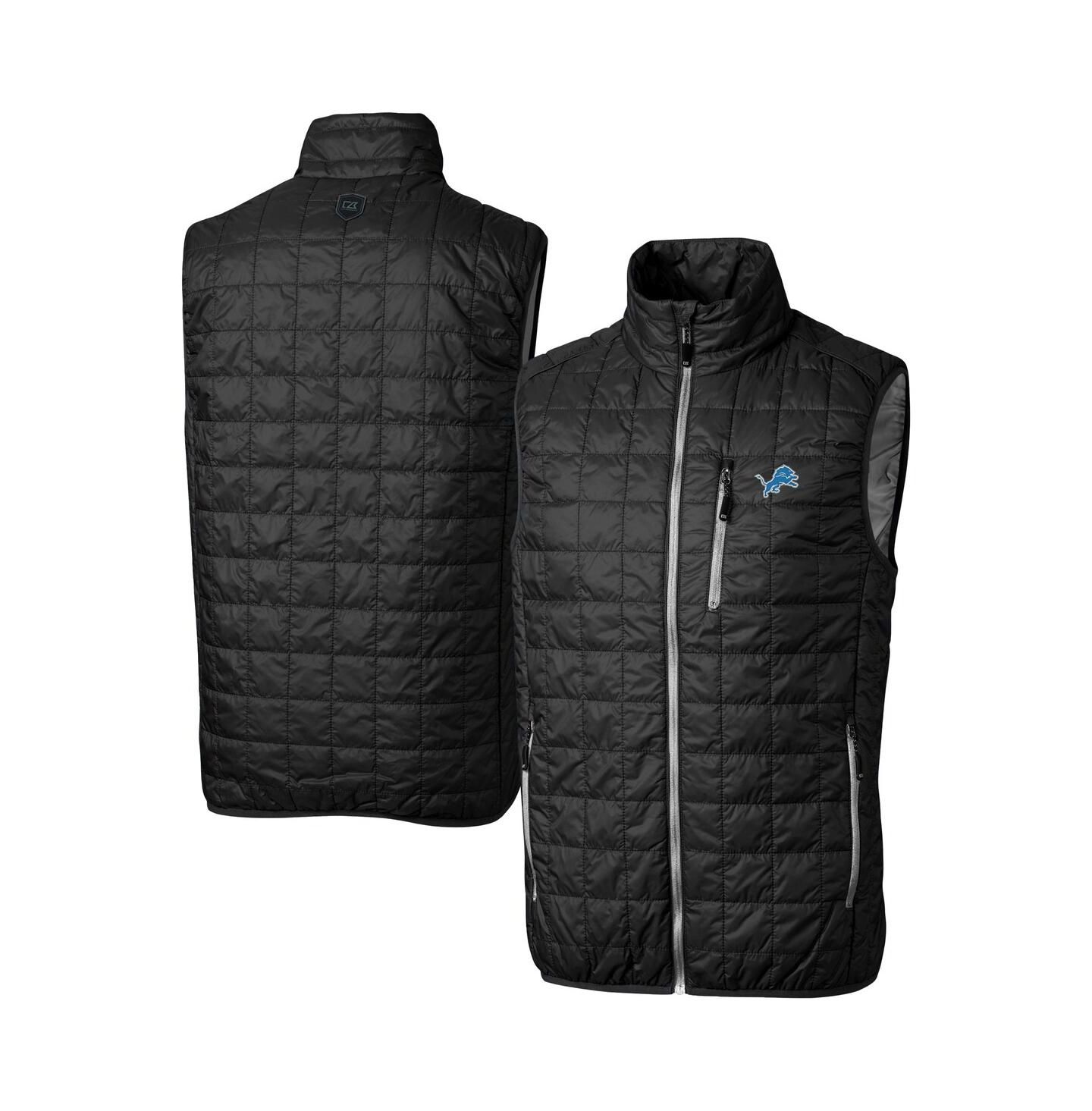 Мужской жилет Cutter & Buck Black Detroit Lions Rainier PrimaLoft Eco Insulated Full-Zip Puffer Vest — фото 1