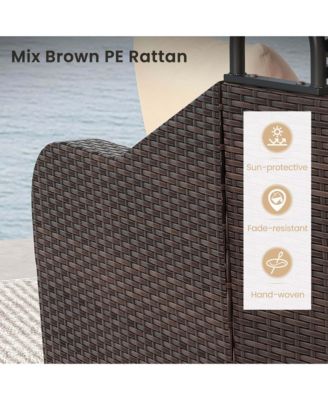 Patio PE Rattan Daybed with Retractable Canopy Soft Cushions and Extra Pillows