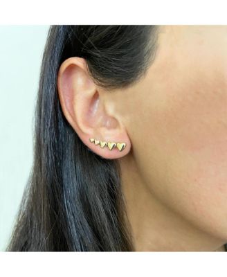 Heart Ear Climber Earrings 14k Gold