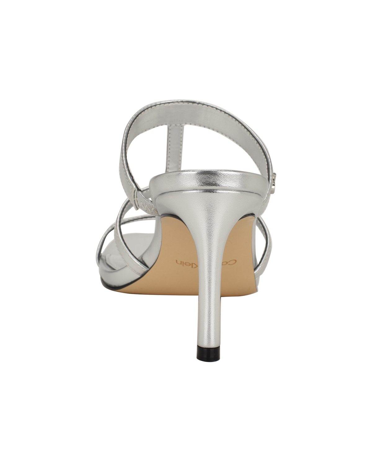 Calvin Klein Women's Hiledy Caged Slip-on Stiletto Sandals In Silver