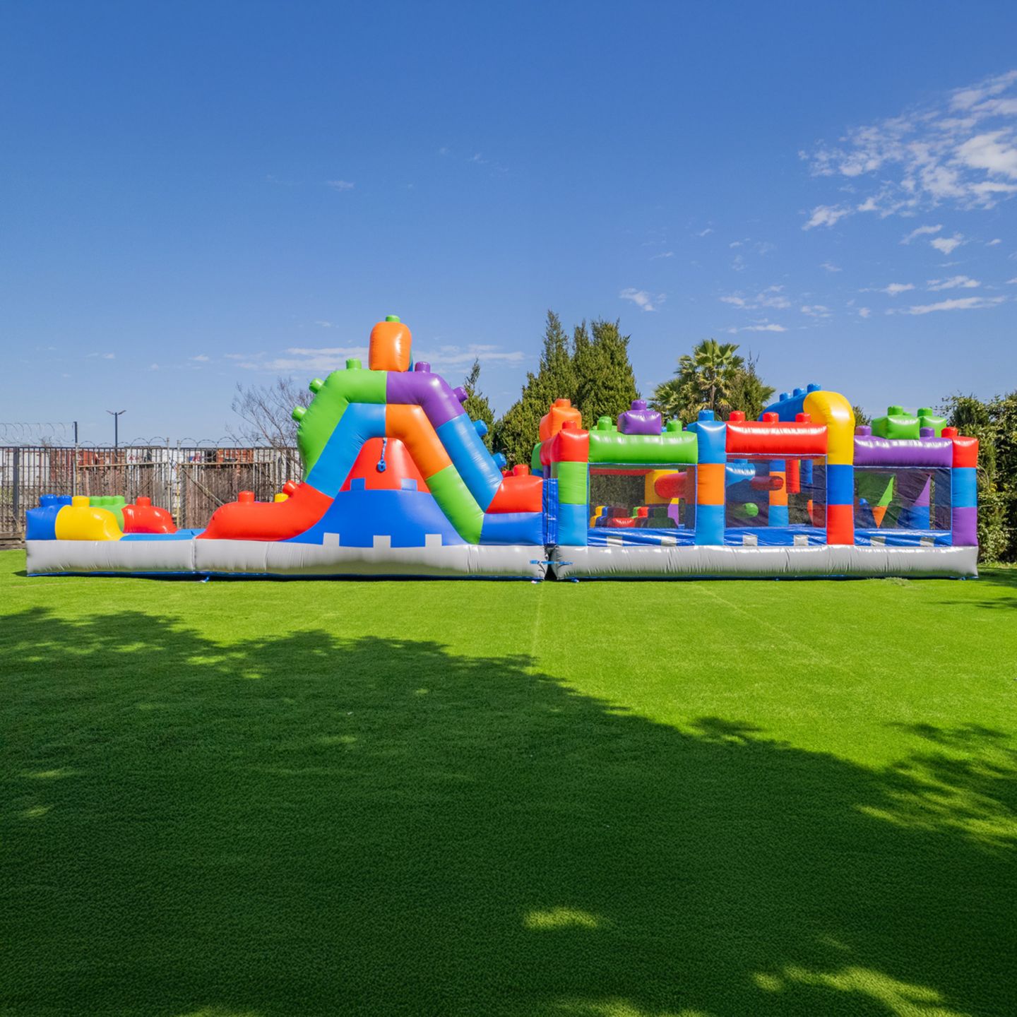 Детская игрушка HERO Kiddo 42' Block Party Inflatable Obstacle Course Water Slide Combo with Air Blower, Commercial Grade, 100% PVC Vinyl, Kids Outdoor Play — фото 8