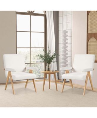 1 Pc. Solid Rubber Wood Padded Armrest Mid-Century Modern Accent Chair