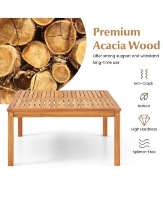 Patio Solid Acacia Wood Coffee Table Side Table