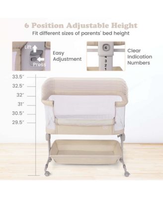 Baby Bassinet Bedside Sleeper with6-Level Adjustable Height