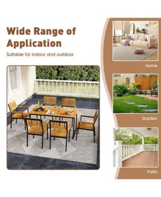 55" Acacia Wood Dining Table for 6 – Rectangular Patio Table with Umbrella Hole