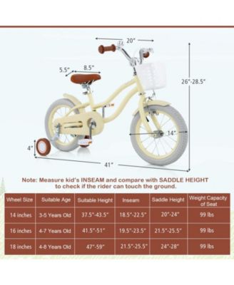 Slickblue Kids Bike Adjustable with Training Wheels Ages 3-8 Years Olds