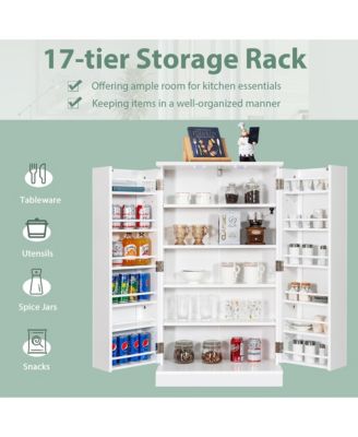 41" Farmhouse Kitchen Pantry Storage Cabinet withDoors Adjustable Shelves