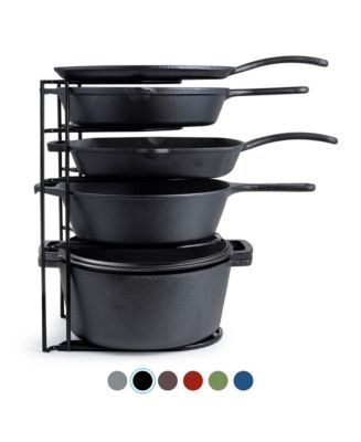 Cuisinel Heavy Duty Pots and Pans Organizer - Extra Large 5-Tier Rack - Holds Cast Iron Skillets, Dutch Oven - Durable Construction - Space Saving Kitchen Storage - No Assembly Required - Black 15.4