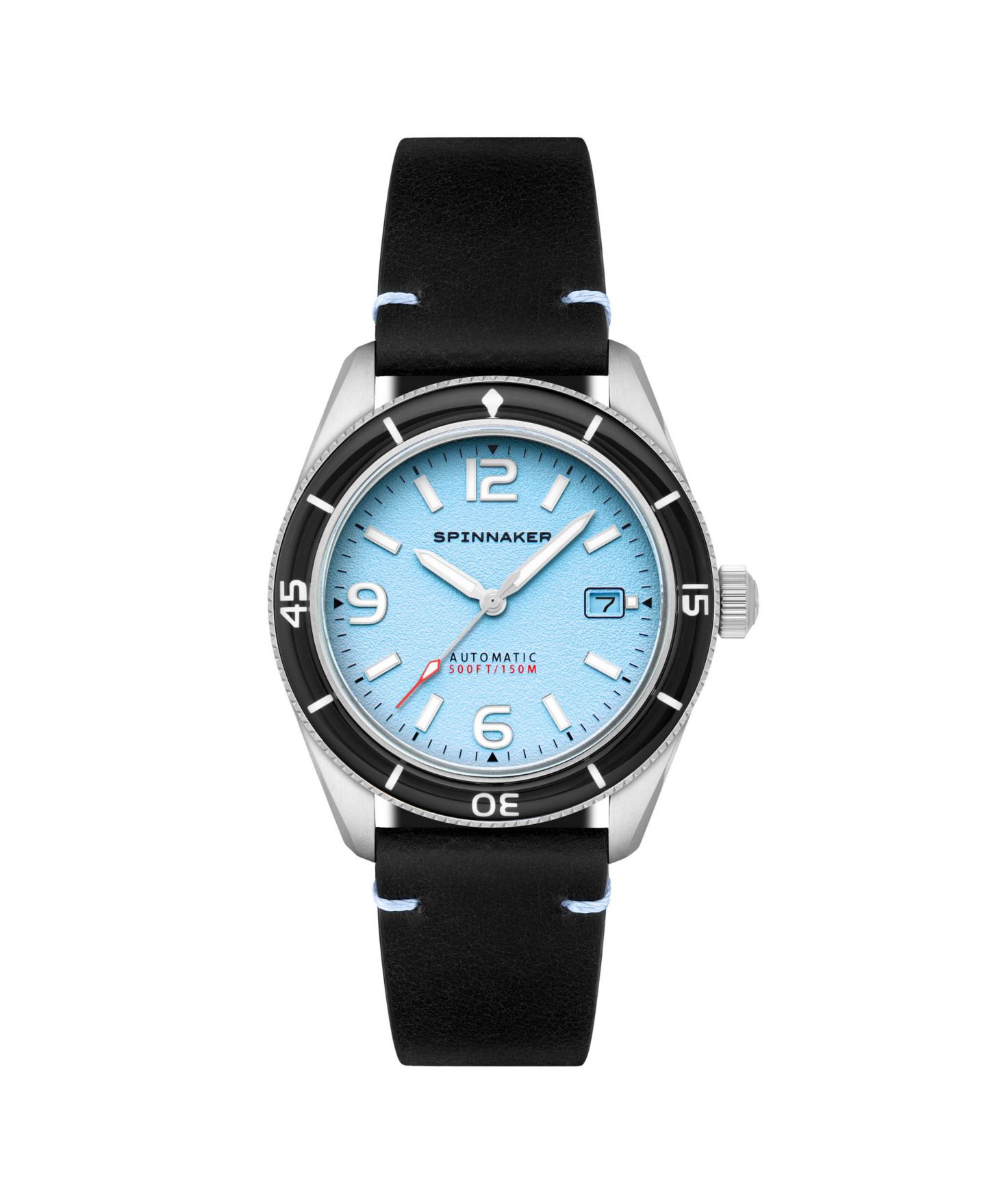 Мужские часы Spinnaker Fleuss Automatic Black Leather Strap Watch, 43mm — фото 1