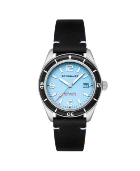 Мужские часы Spinnaker Fleuss Automatic Black Leather Strap Watch, 43mm