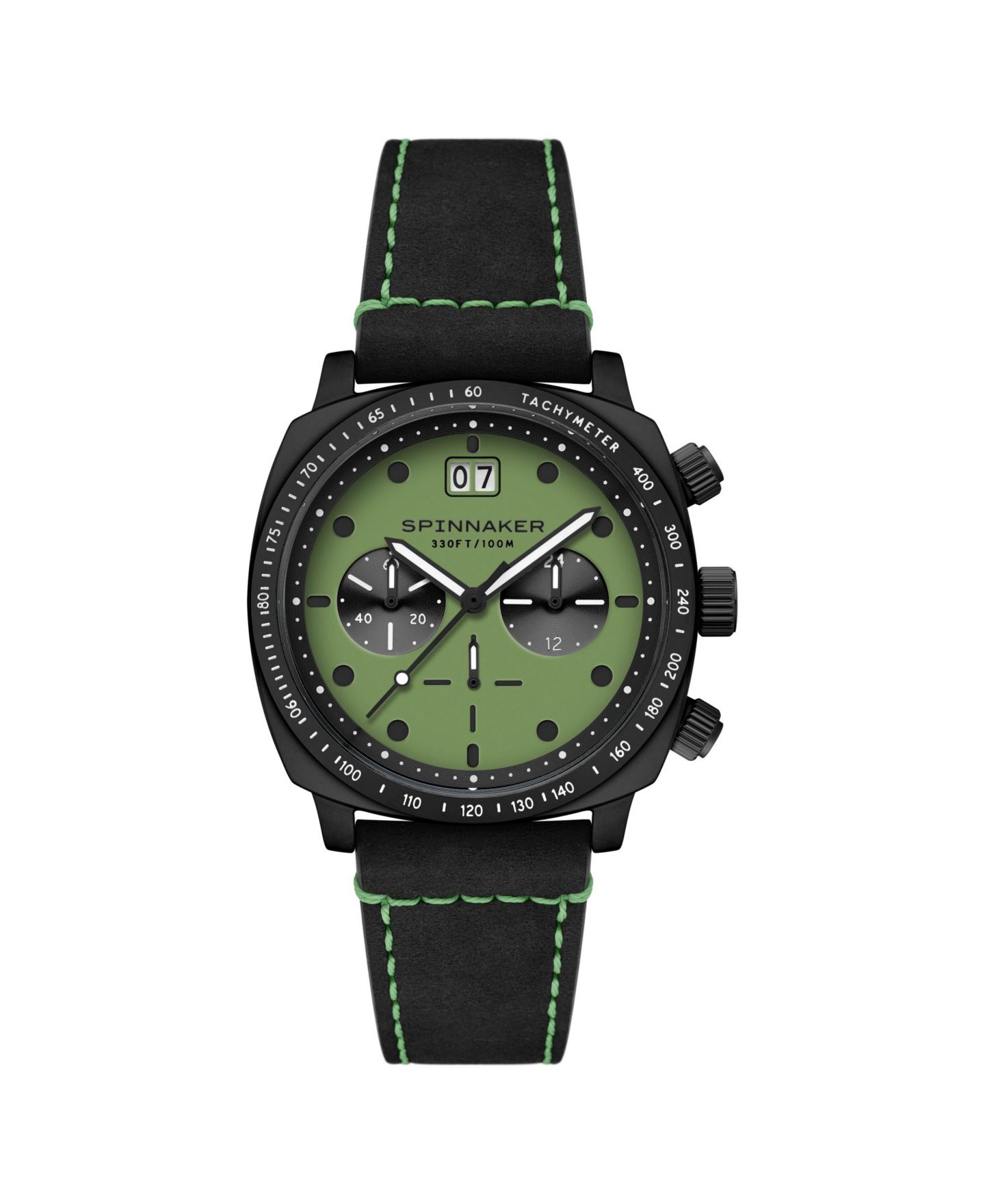 Мужские часы Spinnaker Hull Chronograph Black Leather Strap Watch, 42mm — фото 1