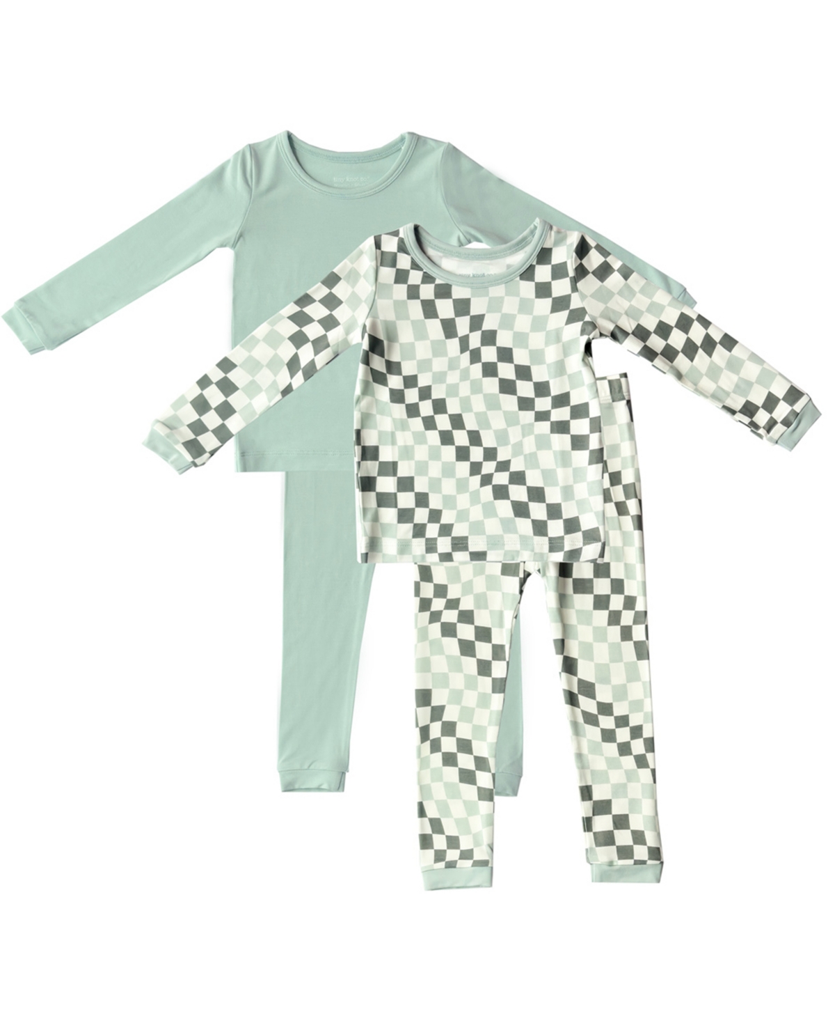 Tiny Knot Co. Baby Boys And Girls 4-piece Long Sleeve Pajama Set In Mint Daze,hazy