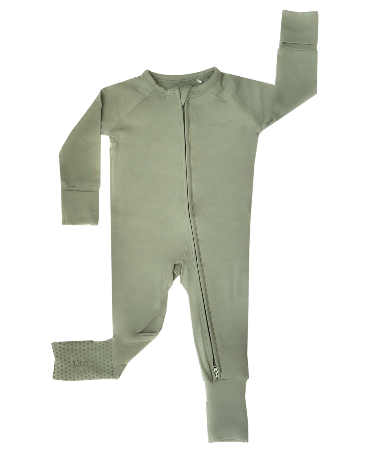 Tiny Knot Co. Baby Boys And Girls Convertible 2 Way Zippered Footed Coverall In Sage