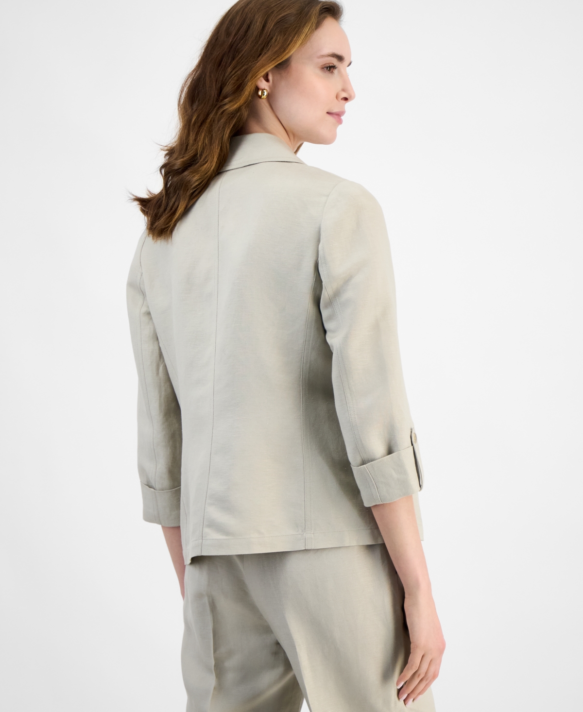 Kasper Women's Open-front Linen Blend 3/4-sleeve Jacket, Regular & Petite In Summer Straw