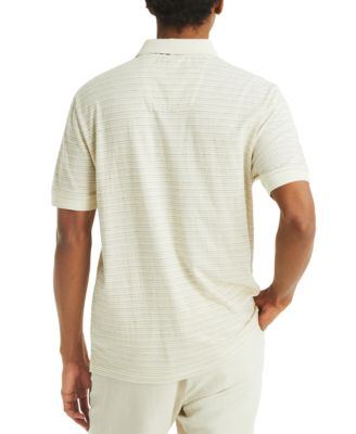 Men's Short Sleeve Textured Striped Polo Shirt