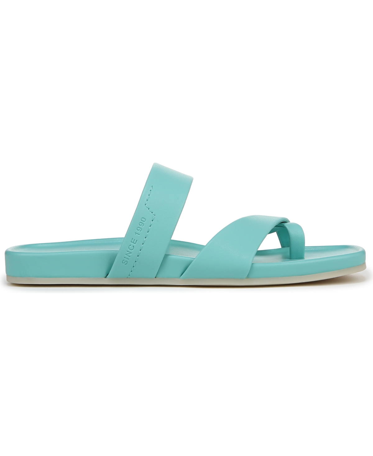 Franco Sarto Women's Estella Open Square Toe Slide Flat Sandals In Aqua Blue Faux Leather