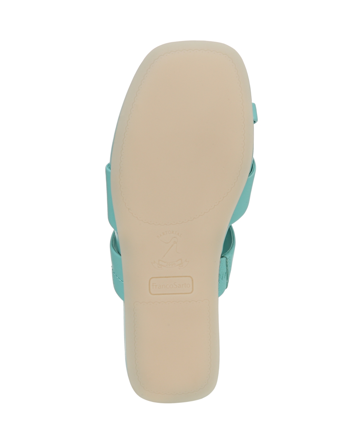 Franco Sarto Women's Estella Open Square Toe Slide Flat Sandals In Aqua Blue Faux Leather