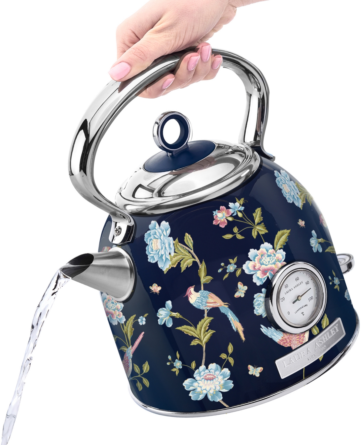 Laura Ashley Floral-print 1.7l Electric Dome Kettle In Elveden Navy