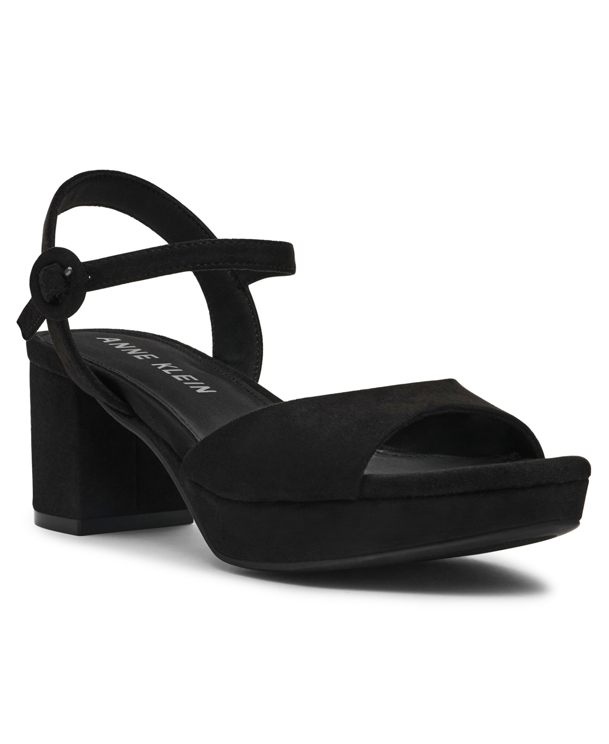 Anne Klein Women's Piper Platform Block Heel Dress Sandals In Black Suede