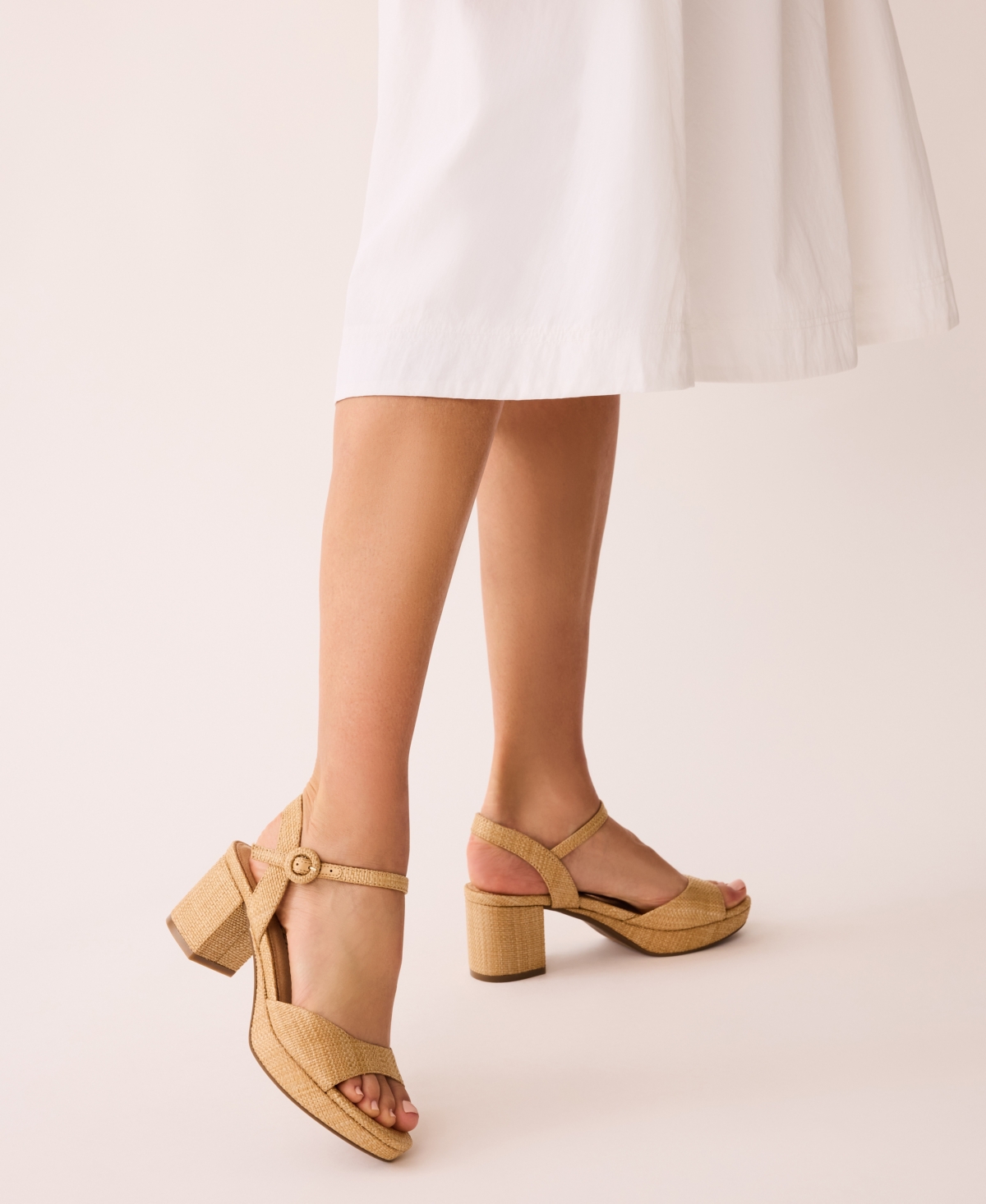 Anne Klein Piper Ankle Strap Platform Sandal In Natural Raffia