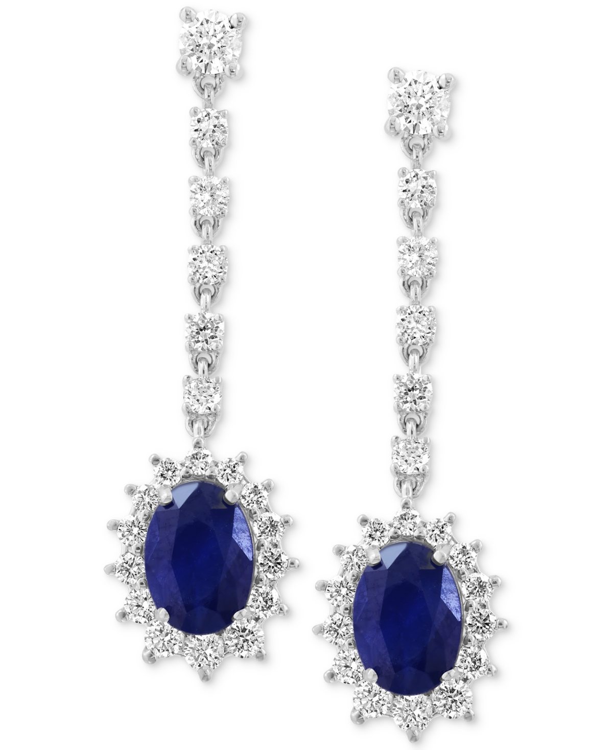 Effy Collection Effy Sapphire (1-7/8 Ct. T.w.) & Diamond (3/4 Ct. T.w.) Halo Drop Earrings In 14k White Gold In Sapphire
