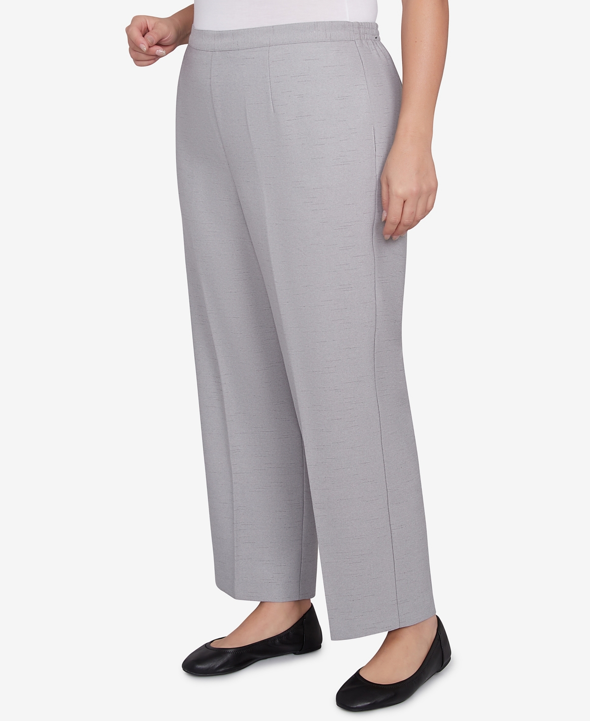 Alfred Dunner Plus Size Estate Of Mind Estate Pull-on Short Length Pants In Dove Gray