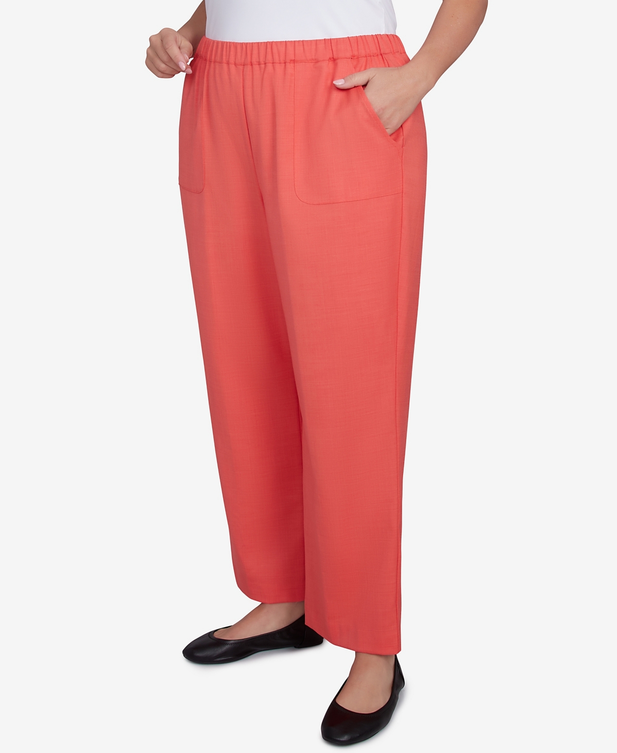 Alfred Dunner Plus Size Catalina Island Classic Balanced Side Pocket Short Length Pants In Tangerine