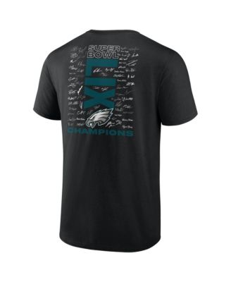 Men's Black Philadelphia Eagles Super Bowl LIX Champions Autograph T-Shirt