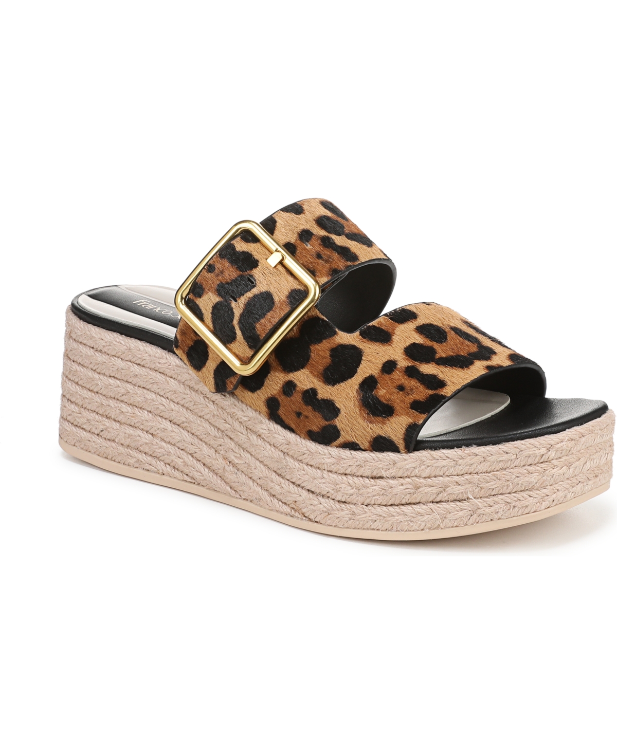 Women's Taziana Open Square Toe Espadrille Slide Platform Sandals - Leopard Print Calf Hair