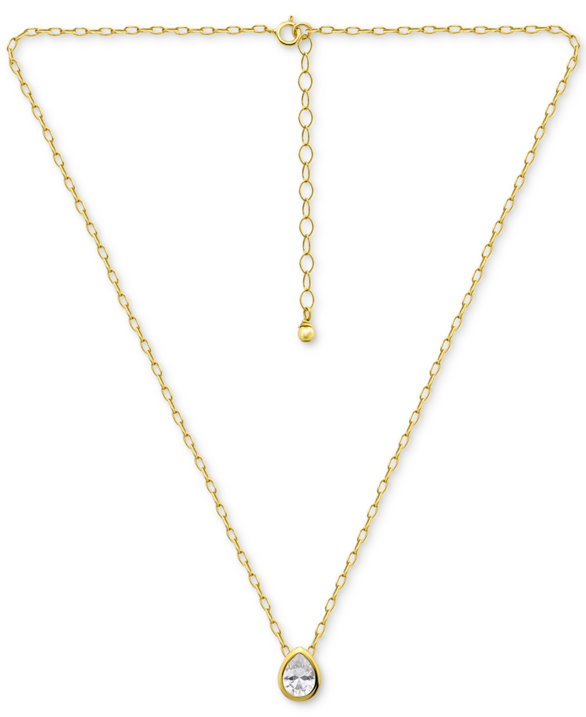 Giani Bernini Cubic Zirconia Pear Bezel Pendant Necklace, 16" + 2" Extender, Exclusively At Macy's In Gold