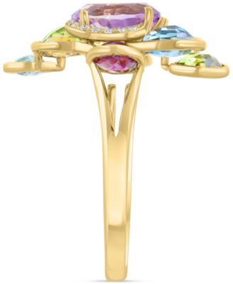 EFFY&reg; Multi-Gemstone (6-5/8 ct. tw.) & Diamond (1/20 ct. t.w.) Cluster Ring in 14k Gold