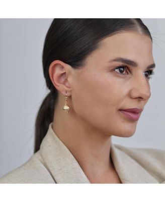 Elegant Drop Ball Earrings Gold Plated Lightweight 12MM