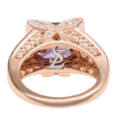 Suzy Levian Sterling Silver Asscher Cut Cubic Zirconia Ring