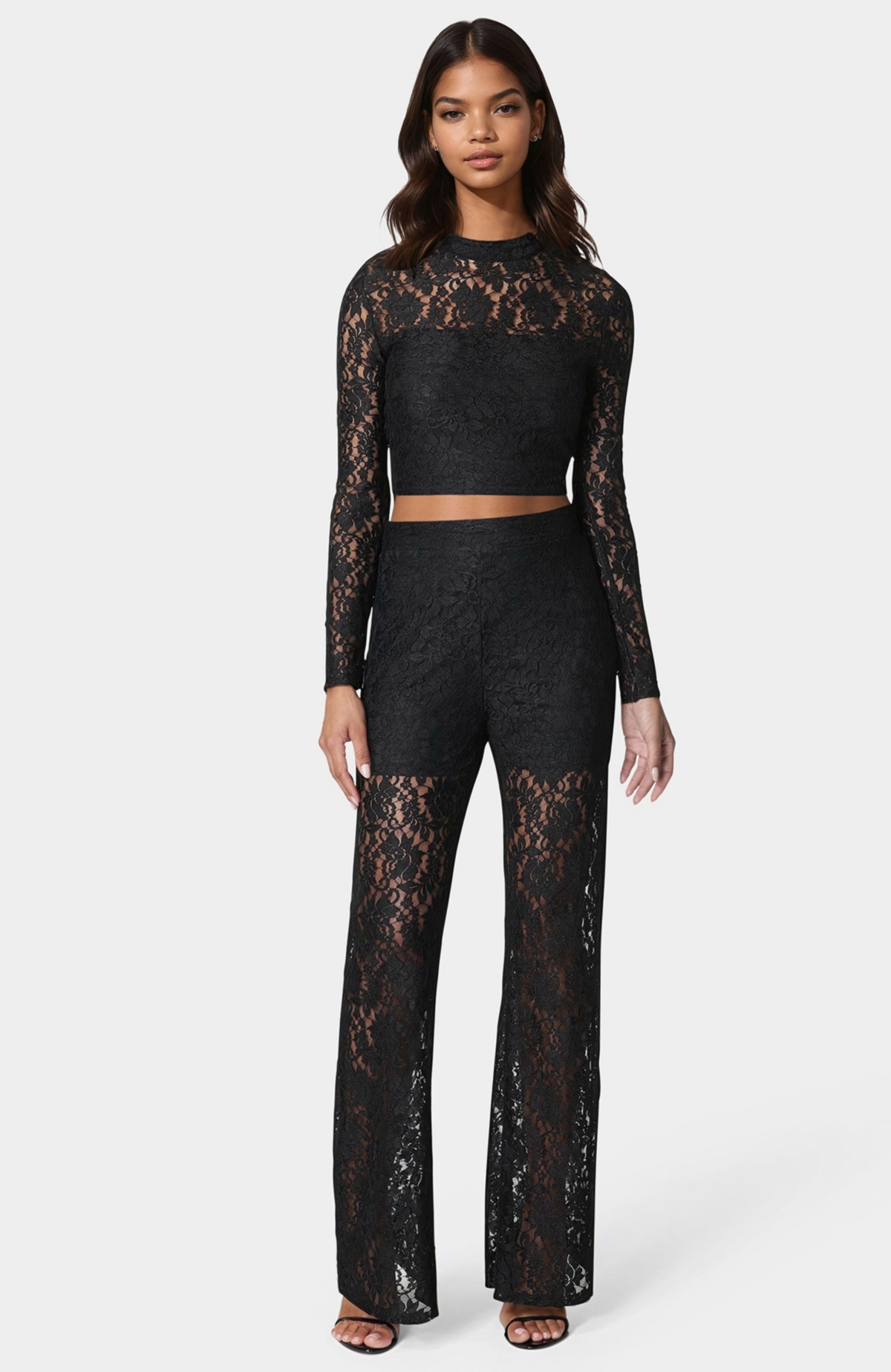 Women's Two Piece Lace Jumpsuit - Black