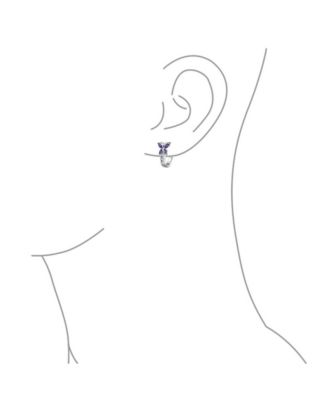 Majesty Butterfly Huggies – Purple & White CZ Hoop Earrings in Sterling Silver
