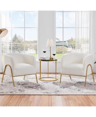 Contemporary Accent Armchair with Gold-tone Metal Legs