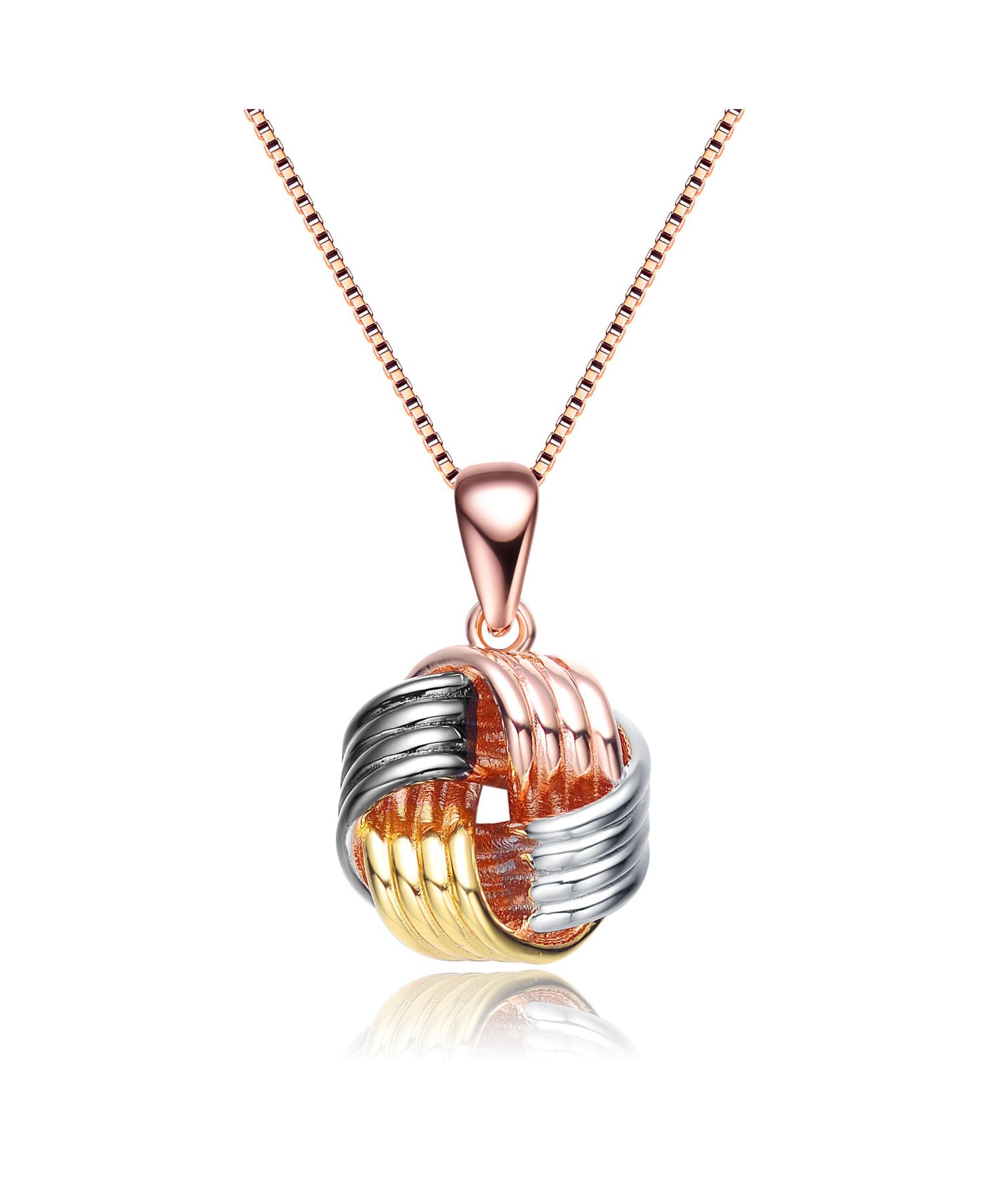 Women's Stunning Sterling Tri-Tone Knot Pendant Necklace