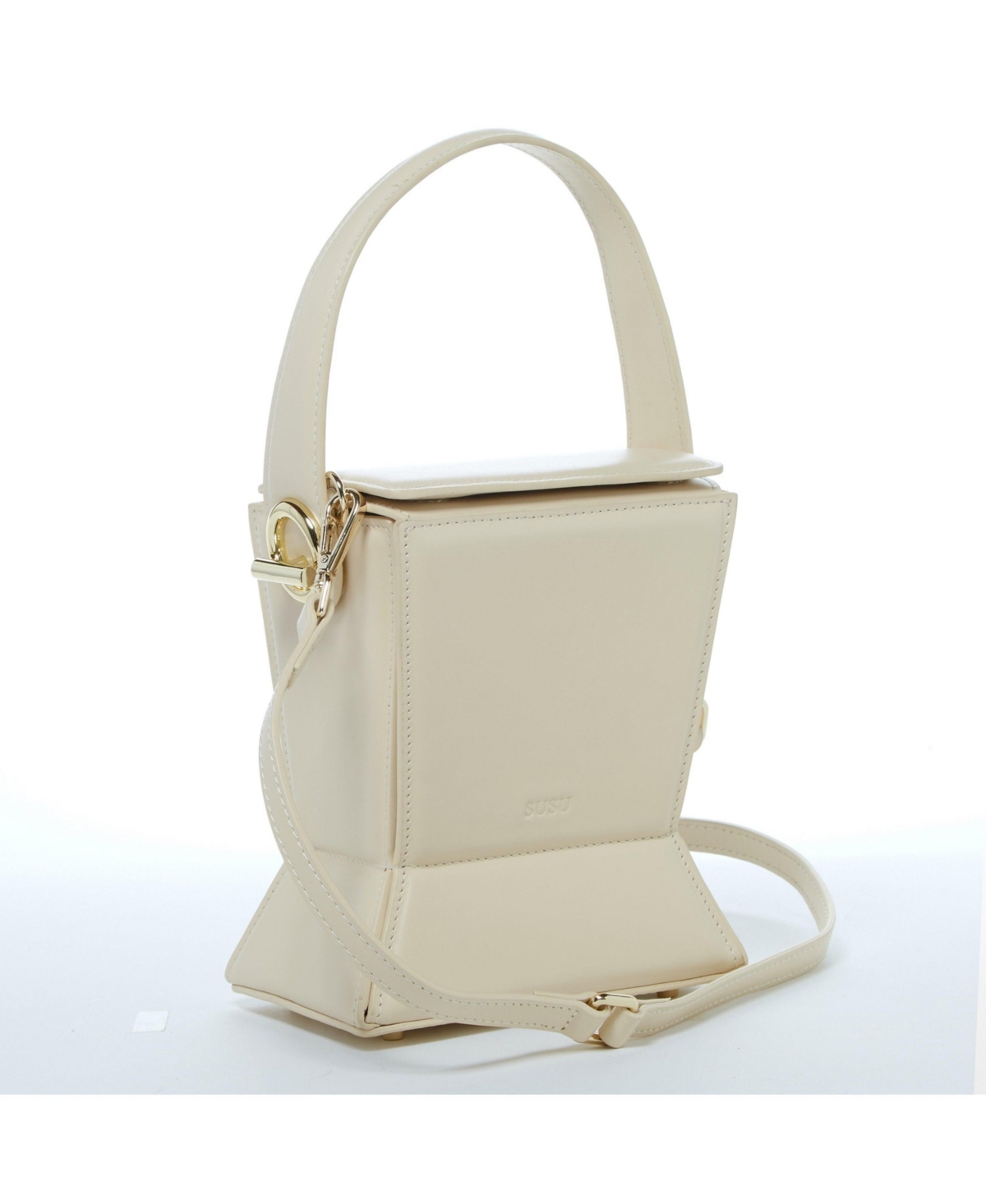 Grey Leather Bucket Bag Unique Leather Crossbody Purse Women's Handbag - Creamy white